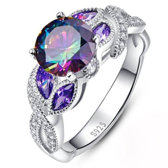 🎁925 Silver Plated Changeable Lovely Promise Ring, GPMB1516-7 - Picture 1 of 6